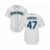 Youth Seattle Mariners #47 Ricardo Sanchez Authentic White Home Cool Base Baseball Player Jersey