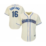 Men's Seattle Mariners #16 Domingo Santana Replica Cream Alternate Cool Base Baseball Jersey