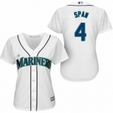 Women's Majestic Seattle Mariners #4 Denard Span Authentic White Home Cool Base MLB Jersey