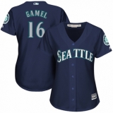 Women's Majestic Seattle Mariners #16 Ben Gamel Authentic Navy Blue Alternate 2 Cool Base MLB Jersey