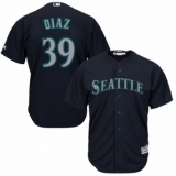 Youth Majestic Seattle Mariners #39 Edwin Diaz Authentic Navy Blue Alternate 2 Cool Base MLB Jersey