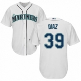 Youth Majestic Seattle Mariners #39 Edwin Diaz Authentic White Home Cool Base MLB Jersey