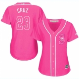 Women's Majestic Seattle Mariners #23 Nelson Cruz Replica Pink Fashion Cool Base MLB Jersey