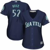 Women's Majestic Seattle Mariners #52 Carlos Ruiz Replica Navy Blue Alternate 2 Cool Base MLB Jersey