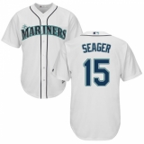 Youth Majestic Seattle Mariners #15 Kyle Seager Authentic White Home Cool Base MLB Jersey