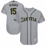 Men's Majestic Seattle Mariners #15 Kyle Seager Grey Memorial Day Authentic Collection Flex Base MLB Jersey