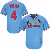 Men's Majestic St. Louis Cardinals #4 Yadier Molina Replica Light Blue Cooperstown MLB Jersey