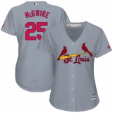 Women's Majestic St. Louis Cardinals #25 Mark McGwire Replica Grey Road Cool Base MLB Jersey
