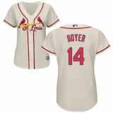 Women's Majestic St. Louis Cardinals #14 Ken Boyer Replica Cream Alternate Cool Base MLB Jersey