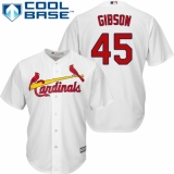 Youth Majestic St. Louis Cardinals #45 Bob Gibson Replica White Home Cool Base MLB Jersey