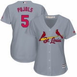 Women's Majestic St. Louis Cardinals #5 Albert Pujols Replica Grey Road Cool Base MLB Jersey