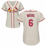 Women's Majestic St. Louis Cardinals #6 Stan Musial Replica Cream Alternate Cool Base MLB Jersey