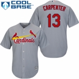 Youth Majestic St. Louis Cardinals #13 Matt Carpenter Replica Grey Road Cool Base MLB Jersey