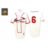 Men's Mitchell and Ness St. Louis Cardinals #6 Stan Musial Authentic Cream Throwback MLB Jersey
