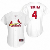 Women's Majestic St. Louis Cardinals #4 Yadier Molina Replica White MLB Jersey