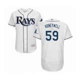 Men's Tampa Bay Rays #59 Brent Honeywell Home White Home Flex Base Authentic Collection Baseball Player Jersey
