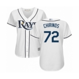 Women's Tampa Bay Rays #72 Yonny Chirinos Authentic White Home Cool Base Baseball Player Jersey