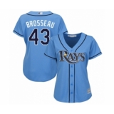 Women's Tampa Bay Rays #43 Mike Brosseau Authentic Light Blue Alternate 2 Cool Base Baseball Player Jersey