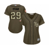 Women's Tampa Bay Rays #29 Tommy Pham Authentic Green Salute to Service Baseball Jersey