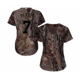 Women's Tampa Bay Rays #7 Michael Perez Authentic Camo Realtree Collection Flex Base Baseball Jersey