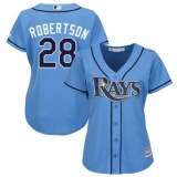 Women's Majestic Tampa Bay Rays #28 Daniel Robertson Replica Light Blue Alternate 2 Cool Base MLB Jersey