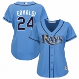 Women's Majestic Tampa Bay Rays #24 Nathan Eovaldi Authentic Light Blue Alternate 2 Cool Base MLB Jersey