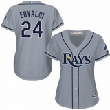Women's Majestic Tampa Bay Rays #24 Nathan Eovaldi Replica Grey Road Cool Base MLB Jersey