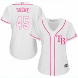Women's Majestic Tampa Bay Rays #45 Jesus Sucre Authentic White Fashion Cool Base MLB Jersey