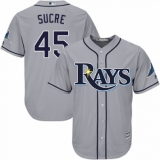 Youth Majestic Tampa Bay Rays #45 Jesus Sucre Authentic Grey Road Cool Base MLB Jersey