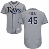 Men's Majestic Tampa Bay Rays #45 Jesus Sucre Grey Road Flex Base Authentic Collection MLB Jersey