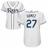 Women's Majestic Tampa Bay Rays #27 Carlos Gomez Replica White Home Cool Base MLB Jersey