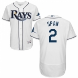 Men's Majestic Tampa Bay Rays #2 Denard Span White Home Flex Base Authentic Collection MLB Jersey
