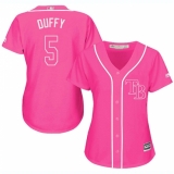 Women's Majestic Tampa Bay Rays #5 Matt Duffy Authentic Pink Fashion Cool Base MLB Jersey