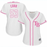 Women's Majestic Tampa Bay Rays #53 Alex Cobb Replica White Fashion Cool Base MLB Jersey