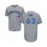 Men's Toronto Blue Jays #63 Wilmer Font Grey Road Flex Base Authentic Collection Baseball Player Jersey