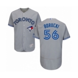 Men's Toronto Blue Jays #56 Ryan Borucki Grey Road Flex Base Authentic Collection Baseball Player Jersey