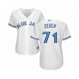 Women's Toronto Blue Jays #71 T.J. Zeuch Authentic White Home Baseball Player Jersey