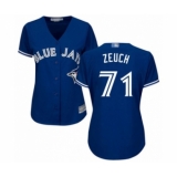 Women's Toronto Blue Jays #71 T.J. Zeuch Authentic Blue Alternate Baseball Player Jersey