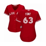 Women's Toronto Blue Jays #63 Wilmer Font Authentic Scarlet Alternate Baseball Player Jersey