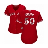 Women's Toronto Blue Jays #50 Justin Shafer Authentic Scarlet Alternate Baseball Player Jersey