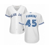 Women's Toronto Blue Jays #45 Thomas Pannone Authentic White Home Baseball Player Jersey