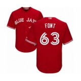 Youth Toronto Blue Jays #63 Wilmer Font Authentic Scarlet Alternate Baseball Player Jersey
