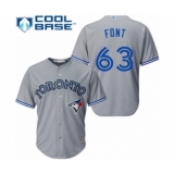 Youth Toronto Blue Jays #63 Wilmer Font Authentic Grey Road Baseball Player Jersey