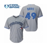 Youth Toronto Blue Jays #49 Jonathan Davis Authentic Grey Road Baseball Player Jersey
