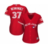 Women's Toronto Blue Jays #37 Teoscar Hernandez Replica Scarlet Alternate Baseball Jersey