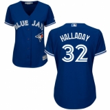 Women's Majestic Toronto Blue Jays #32 Roy Halladay Replica Blue Alternate MLB Jersey
