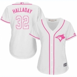 Women's Majestic Toronto Blue Jays #32 Roy Halladay Replica White Fashion Cool Base MLB Jersey