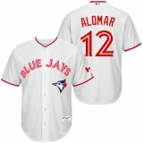 Men's Majestic Toronto Blue Jays #12 Roberto Alomar Authentic White 2015 Canada Day MLB Jersey