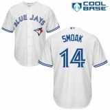 Men's Majestic Toronto Blue Jays #14 Justin Smoak Replica White Home MLB Jersey