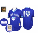 Men's Mitchell and Ness Toronto Blue Jays #19 Paul Molitor Authentic Blue Throwback MLB Jersey